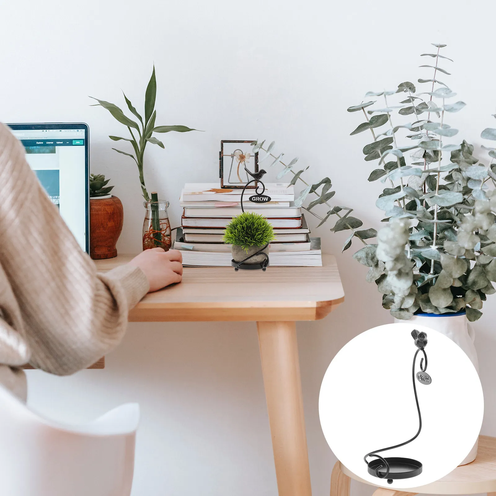 ミニマリストメタルプラントスタンド屋内屋外用装飾植木鉢ラック頑丈なプランタースタンドコーナーリビングルームガーデン