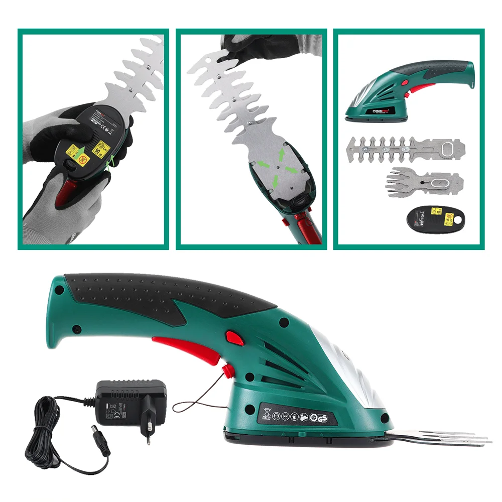 7.2V nożyce do przycinania 2w1 akumulatorowe nożyce do żywopłotu akumulatorowe nożyce do żywopłotu PGHT7.2 bezprzewodowe narzędzie ogrodowe POSENPRO