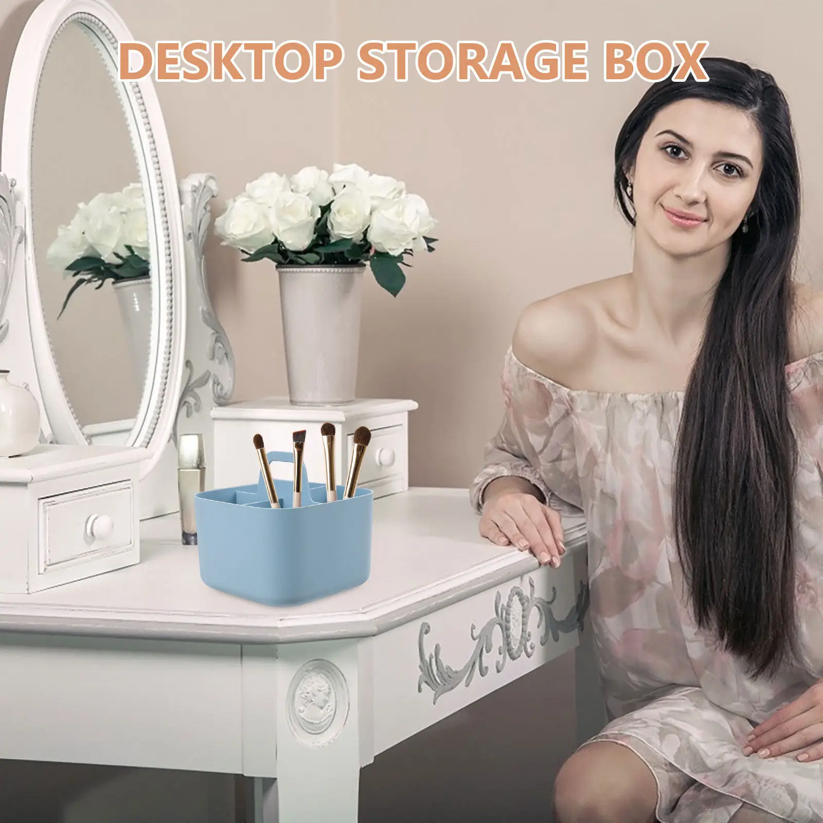 

Настольный органайзер с 4 отделениями и прочной ручкой для ручек, художественных принадлежностей, канцелярских товаров, инструментов для рисования, кухонной утвари, для стола в общежитии