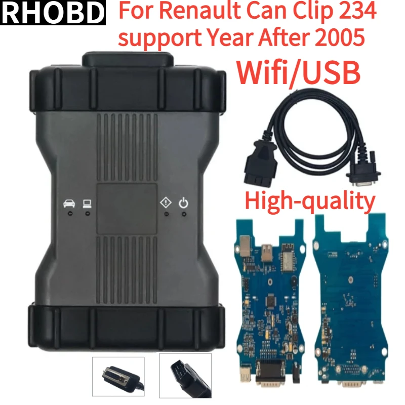 NEW Wifi USB V234 For Renault VCI Scanner OBD2 Automatic Interface Can Clip For Renault Can Clip Year After 2005 Diagnostic Tool