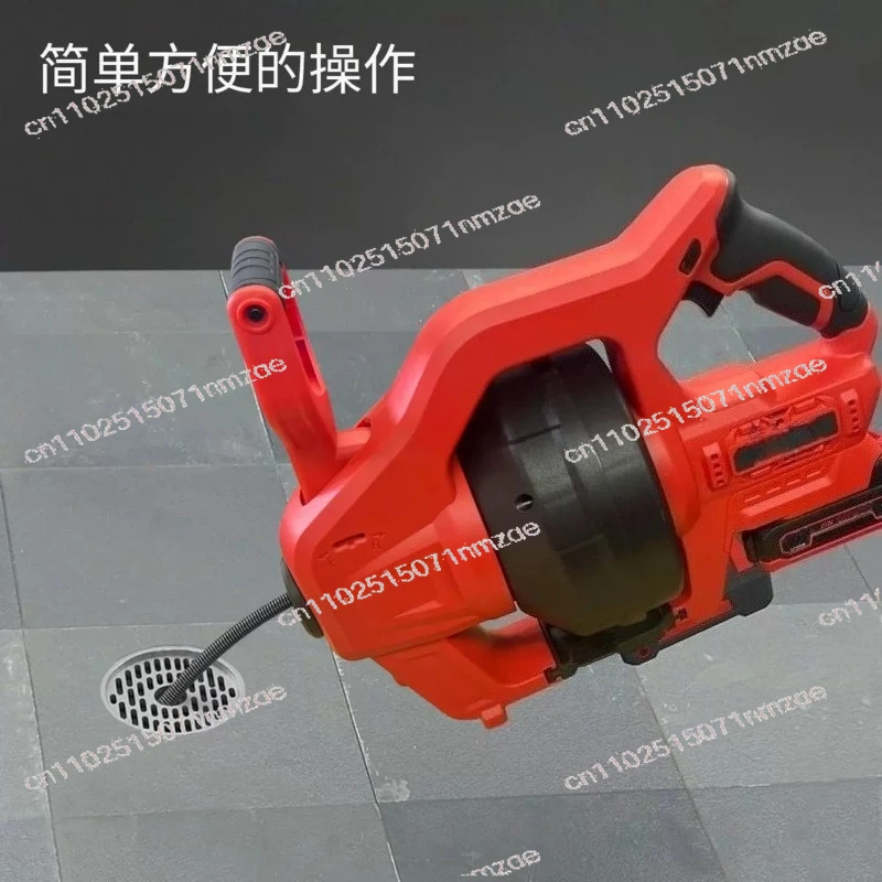 20V Cordless Portable Electric Drain Auger 25FT Auto-Feed Pipeline Cleaner Kitchen Sewer Unclogging Tool