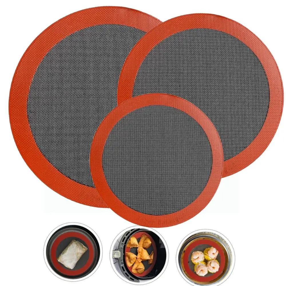 

1/3PCS Round Silicone Baking Mat Non-Stick Reusable Baking Sheets Perforated Baking Pad for Pizza Bread Cake Pan Air Fryer Oven