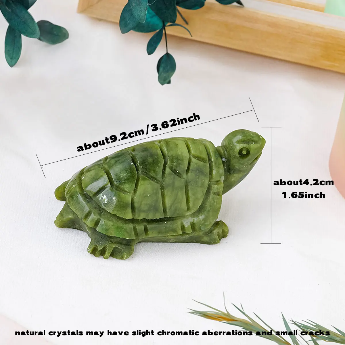 1pc Natural Crystal Green Jade Turtle Tortoise Statue Carved Reiki Healing Crystal Animal Figurine Crafts Home Decoration