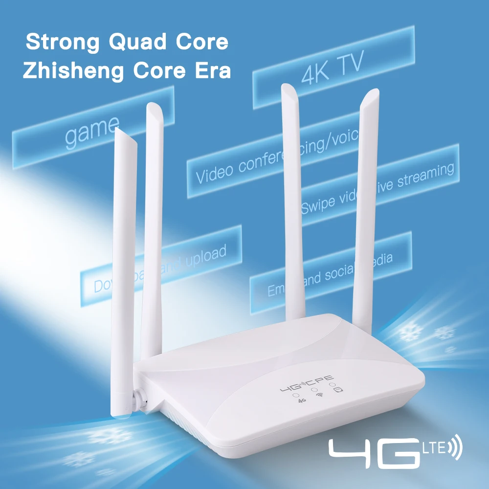 4G LTE WIFI Router 150Mbps 4 External Antennas Power Signal Booster Hotspot Smoother Wired Connection Intelligent Micro SIM Card