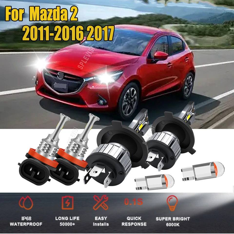 

12v H4 H11 H8 LED White Headlamp Fog Light Ultimate Professional Headlight System For Mazda 2 2011 2012 2013 2014 2015 2017