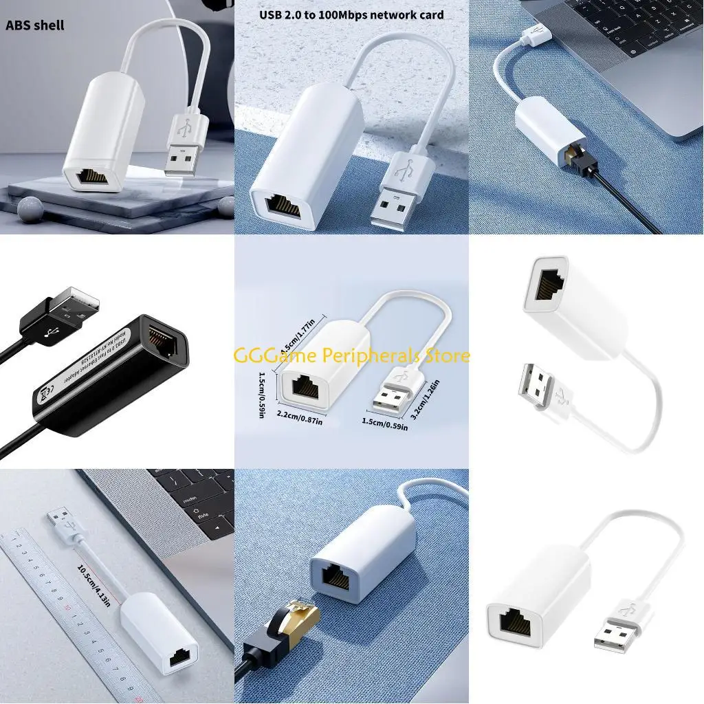 U55B USB naar Ethernet Adapter 10/100 Mbps Netwerkadapter RJ45 naar USB 2.0 LAN Internet Adapter Converter voor Laptop PC