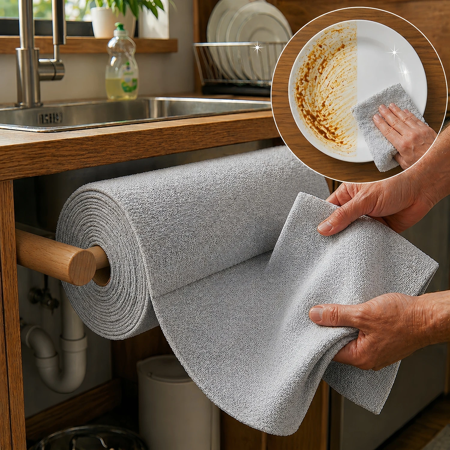 20 Sheets/Roll Microfiber Dishcloth – Multi-Functional Double-Sided Kitchen Cloth, Ideal for Utensil Cleaning, Kitchen Accessor