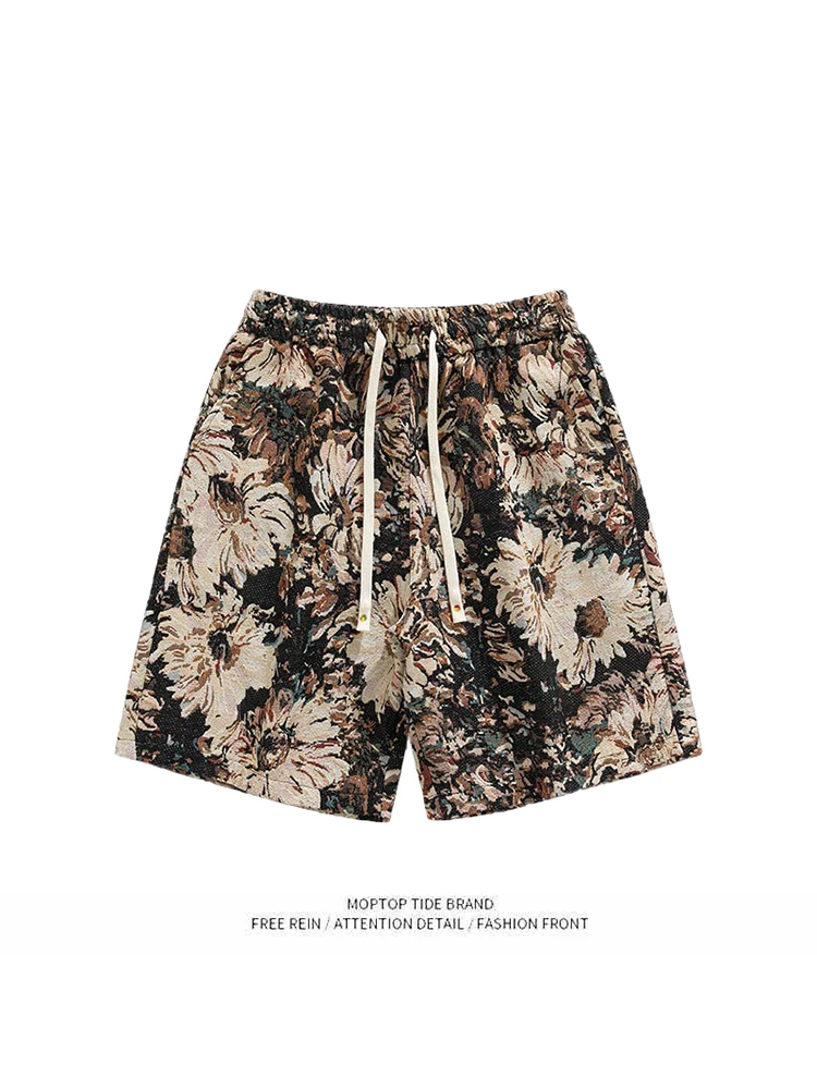 

Mr. WH Summer 2025 Splaed Ink Dye Trendy INS Five-Quarter Beach Pants plus Size Straight Leg Men's Sports Faion Brand