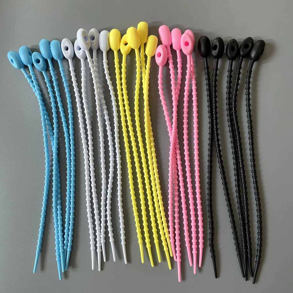 20Pcs/Lot Silicone Reusable Bag Ties Twist Wire Fasten Cable Zip Tie Headset Data Line Universal Magic Tie