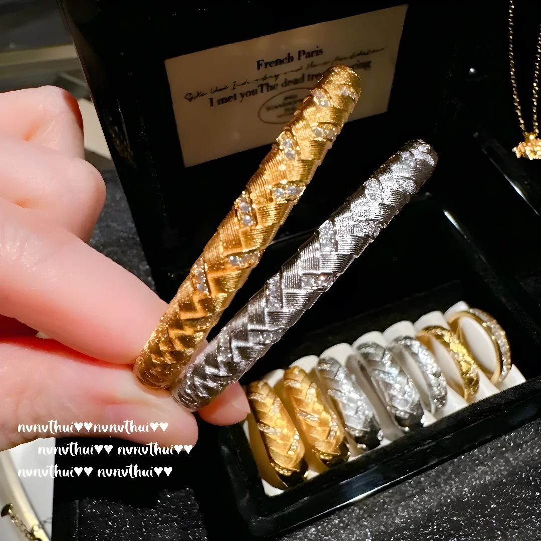 S925 Silver Brushed Wheat Earrings Jewelry Set, Italian Vintage Bangle French Retro Ring, Exquisite High End Women Jewelry