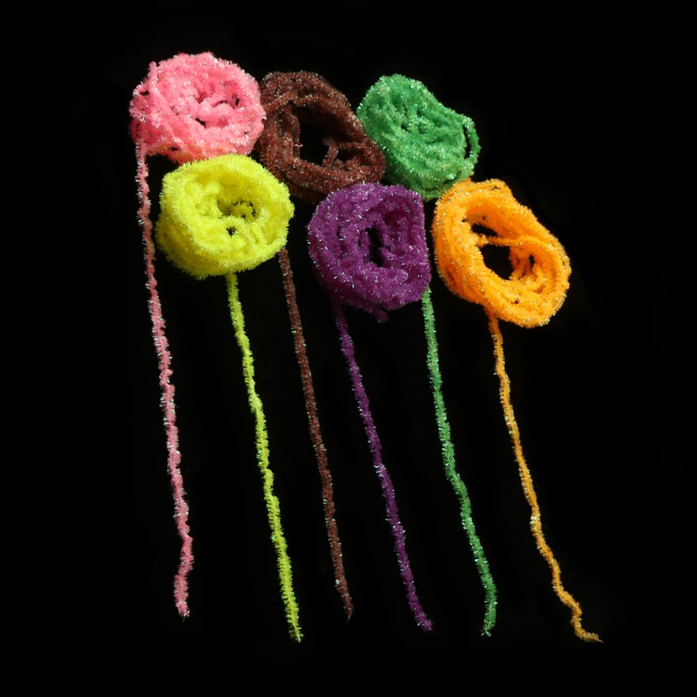 2er-Pack 4mm/6mm Ice Dub Chenille Fliegenbindematerial, Glitzerndes Antron-Garn für Forellen-, Barsch-, Steelhead- und Salzwasserfliegenmuster – Detail 7
