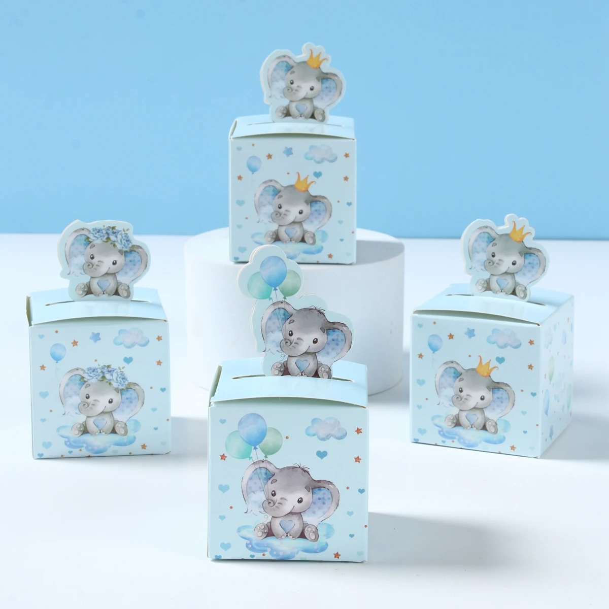 Pink Blue Elephant Candy Box Happy One Birthday Party Decorations Kid Favors Candy Cookie Bag Gender Reveal Baby Shower Supplies