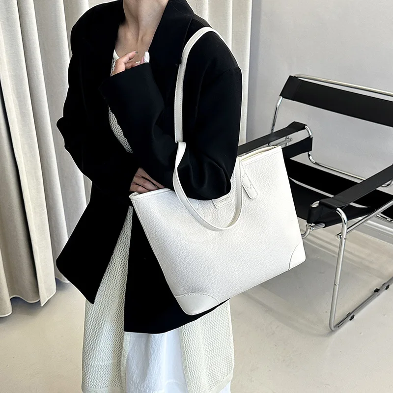 

«Новая корейская минималистичная сумка через плечо 2022 года — универсальная рабочая сумка, модная лоскутная сумка с зерном личи, высококачественная женская сумка»