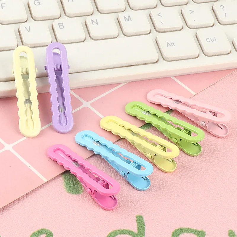 6/12/18Pcs Children DIY Hair Accessories 5cm Macaron Candy Color Glossy Wave Side Hair Clip Elliptical Hairpin Girls Headdress