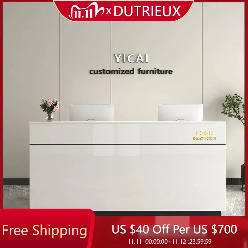 

Company Luxury Reception Desk Counter Beauty Simple Vintage Reception Desks Large Size Comptoire Accueil Space Saving Furniture