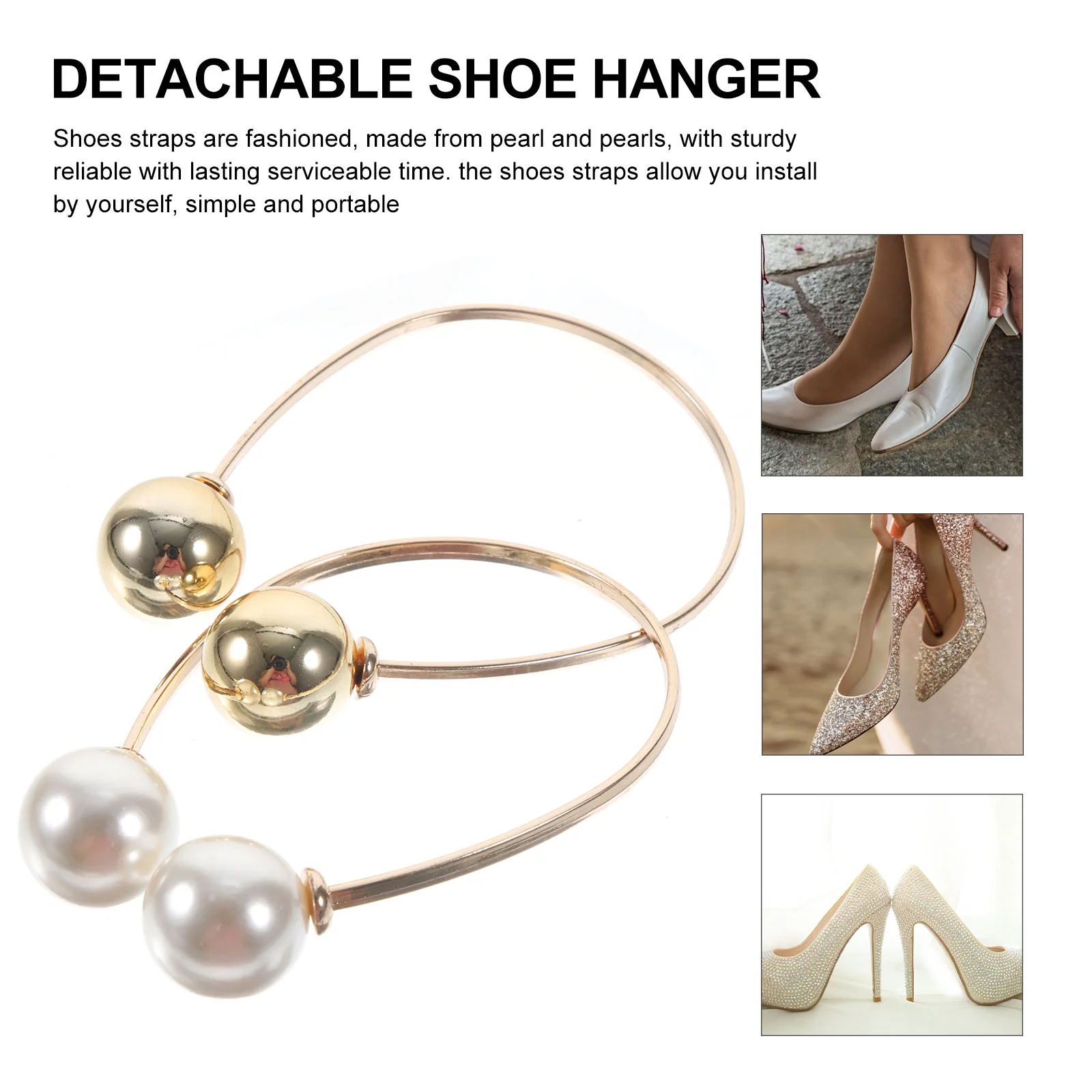 Anti-falling Shoelaces U-shaped Chains Anti-skid Straps High Heel Supply Pearl Head for Heels Women Ankle Detachable