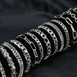 Pulsera de cadena cubana de acero inoxidable 316L para hombres y mujeres, Figaro, Metal Vintage, Vikingo, Kpop, Pulseras Emo, lindo regalo de joyería de lujo