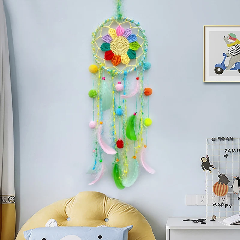 Dream Catcher Crochet Wall Pendant Creative Hand-woven Wind Chime Bedroom Hanging Ornaments Festival Party Gift Home Decorations