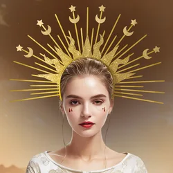 Halloween Halo Crown Headband Hair Band Decorative Portable Hair Hoop Hairband for Makeup Stage Show Dress up Party Supplies