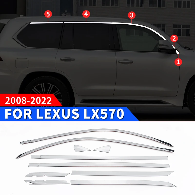 

For Lexus LX570 2008-2023 2022 2021 2020 2019 2018 Car window Chrome trim strip LX 570 Exterior upgraded Accessories body kit