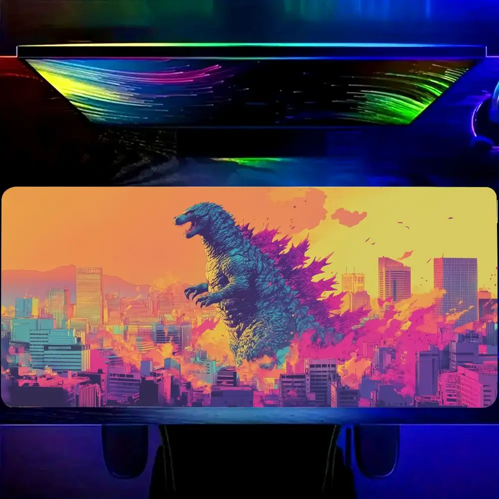 

HYBXAXC Retro G-Godzilla King of the Monsters Mousepad Kaiju Desk Mat Japanophile Gift Japanese Cityscape Large Mouse Pad