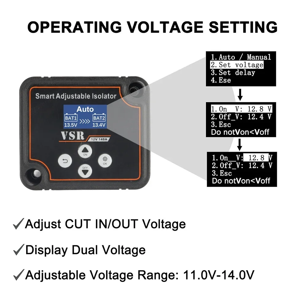 Dual Battery Smart Isolator 12V 140A Voltage Sensitive Split Charge Relay VSR Car Accessories Relay VSR ​For Camper Car Accessor