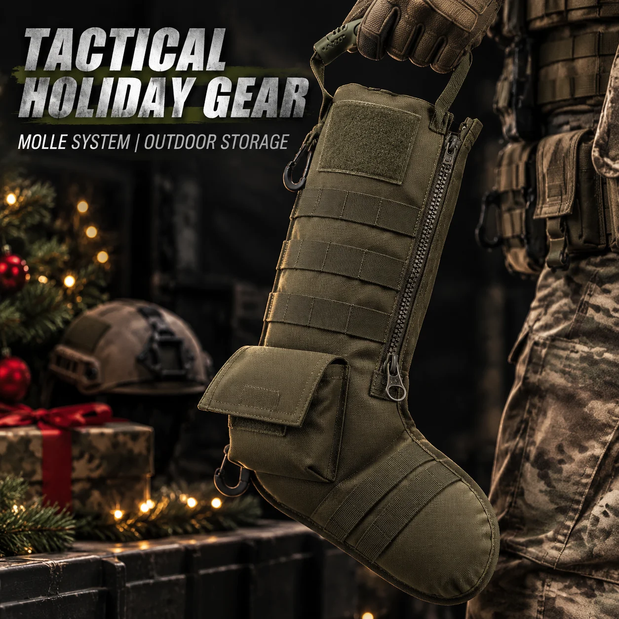 Christmas Stocking Hanging - Kantong Aksesori MOLLE Bentuk Kaus Kaki