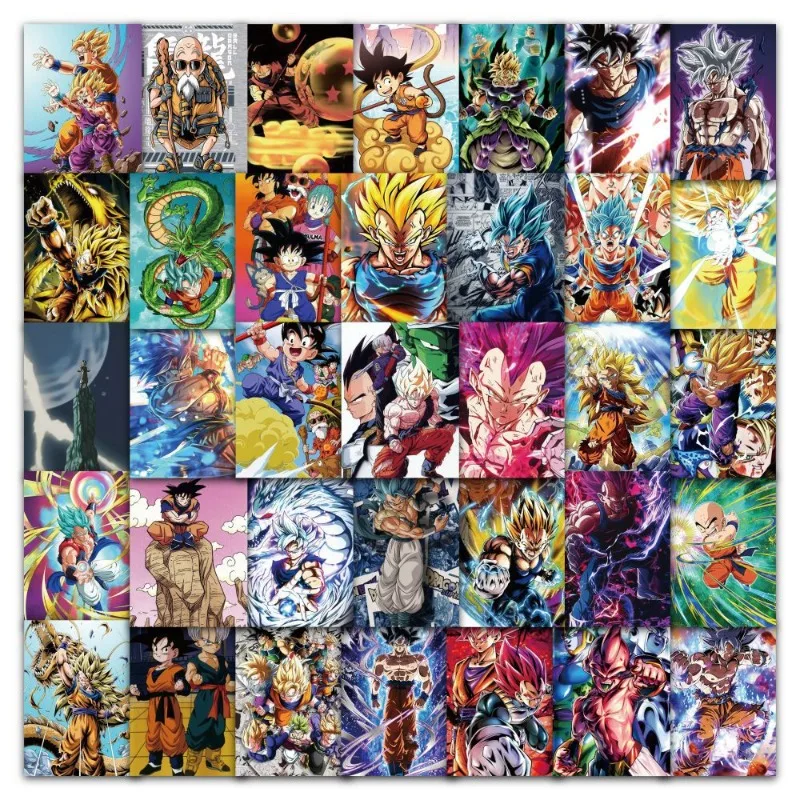 63 autocollants/sac Dragon Ball Super Saiyan Goku Vegeta Gohan, autocollants décoratifs pour bagages, ordinateur, accessoires d'anime DIY
