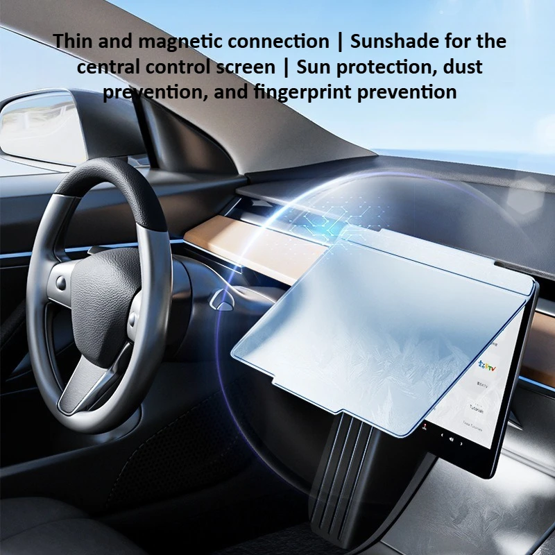 

Магнитный чехол для экрана с защитой от ультрафиолета для Tesla Model 3/Y Juniper 2021-2025, солнцезащитный козырек, защитный чехол для экрана, водонепроницаемый навигационный пылезащитный чехол