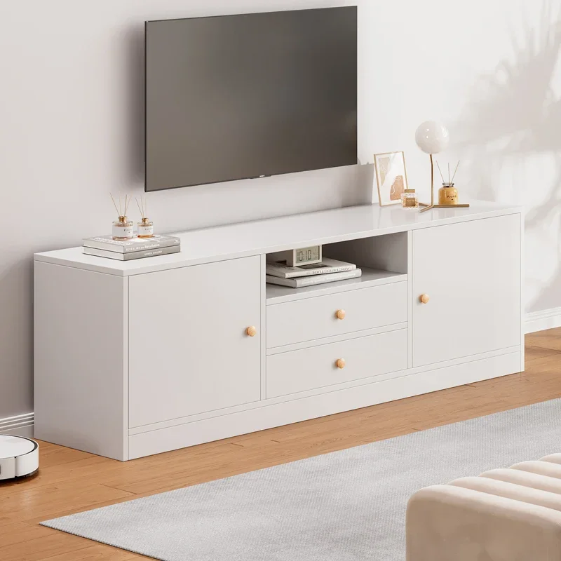 

Cream Wind TV Cabinet Simple Modern New Living Room Wall Locker Floor Storage Cabinet Bedroom Shelf