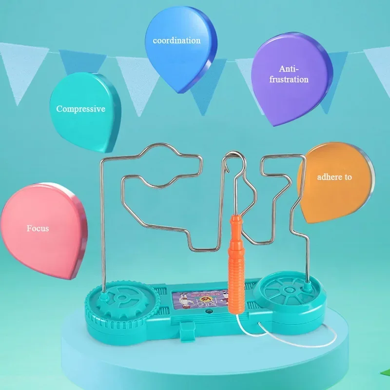 Jeu de labyrinthe à fil électrique (retour LED/son + poignée antidérapante), jouet d'entraînement de mise au point Montessori pour enfants