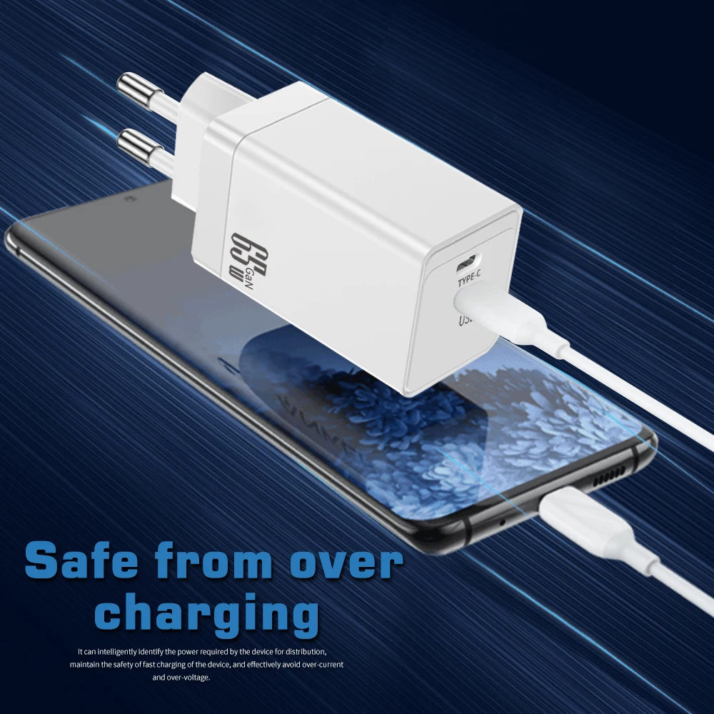 USB Charger GaN 65W Charger PD Type C Quick Charger 3.0 Fast Charging  For iPhone 15 Xiaomi Samsung Huawei Wall Charger Adapter