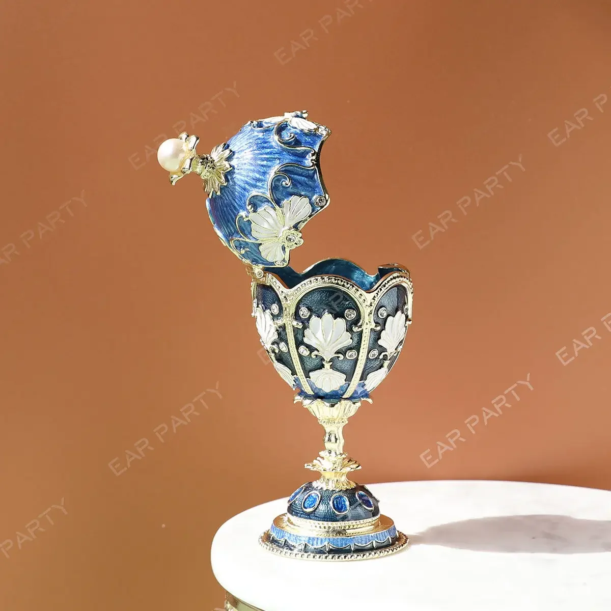 Enamel color Russian pearl egg jewelry box Faberge egg decoration box