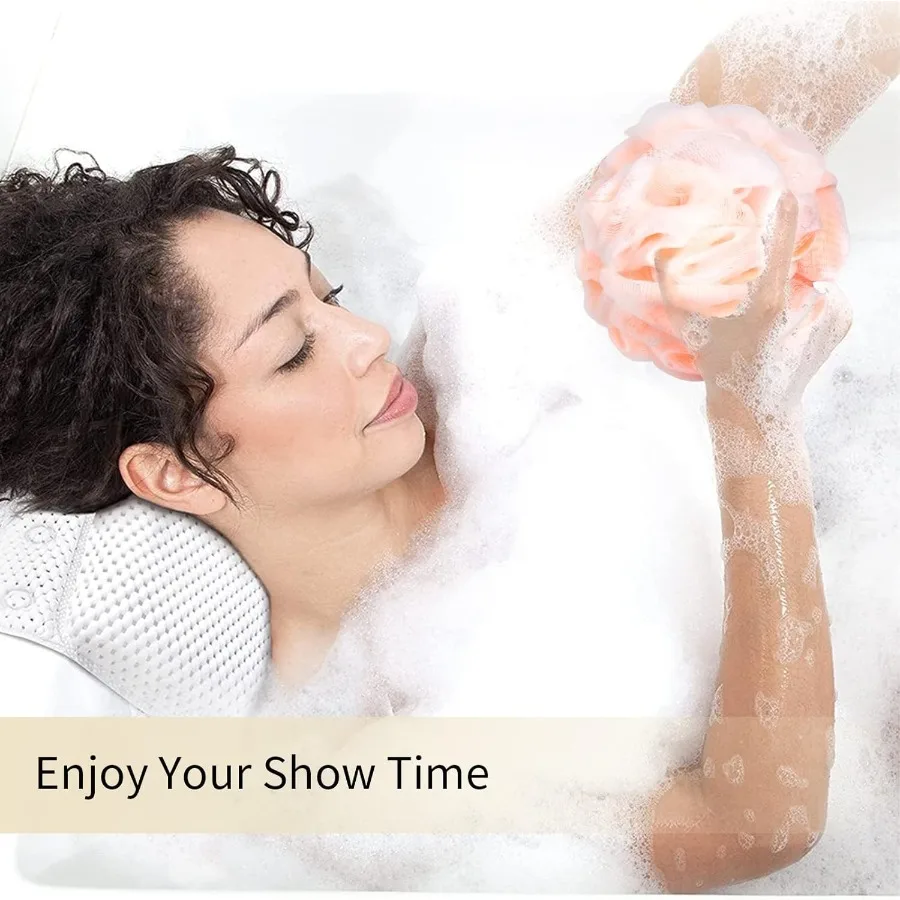 4 عبوات من إسفنجة حمام اللوف الملونة لتنظيف الجسم، وسادة شبكية لتقشير الجسم للنساء والرجال، كرة استحمام ناعمة ومتينة #6