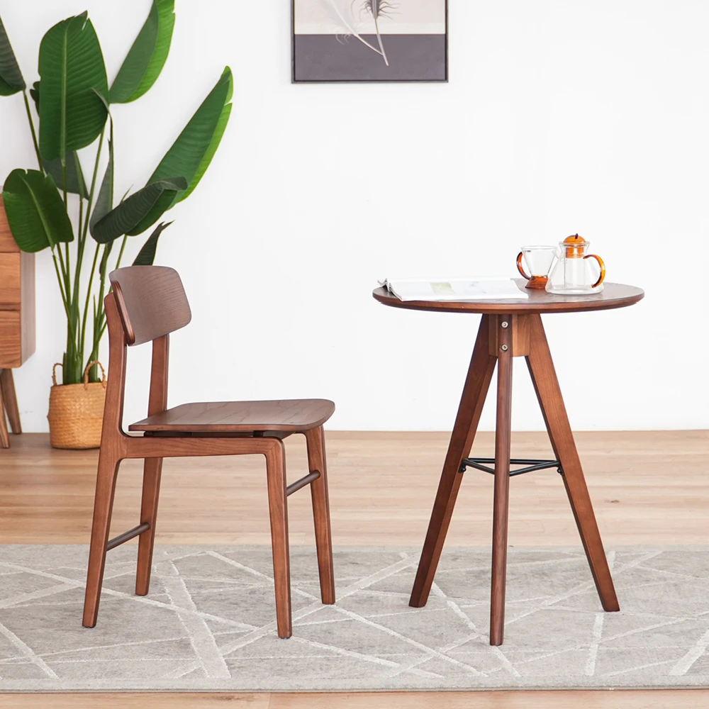 Modern reddish-brown all-solid wood dining chair waterproof and environmentally friendly paint, super durable