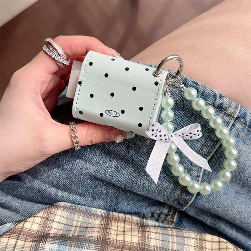 Fashion Mint Green Black Polka Dots Bluetooth Headphone Case For Airpods 1/2/3/Pro/Pro2 Headphone Case Airpods Accessory image 5