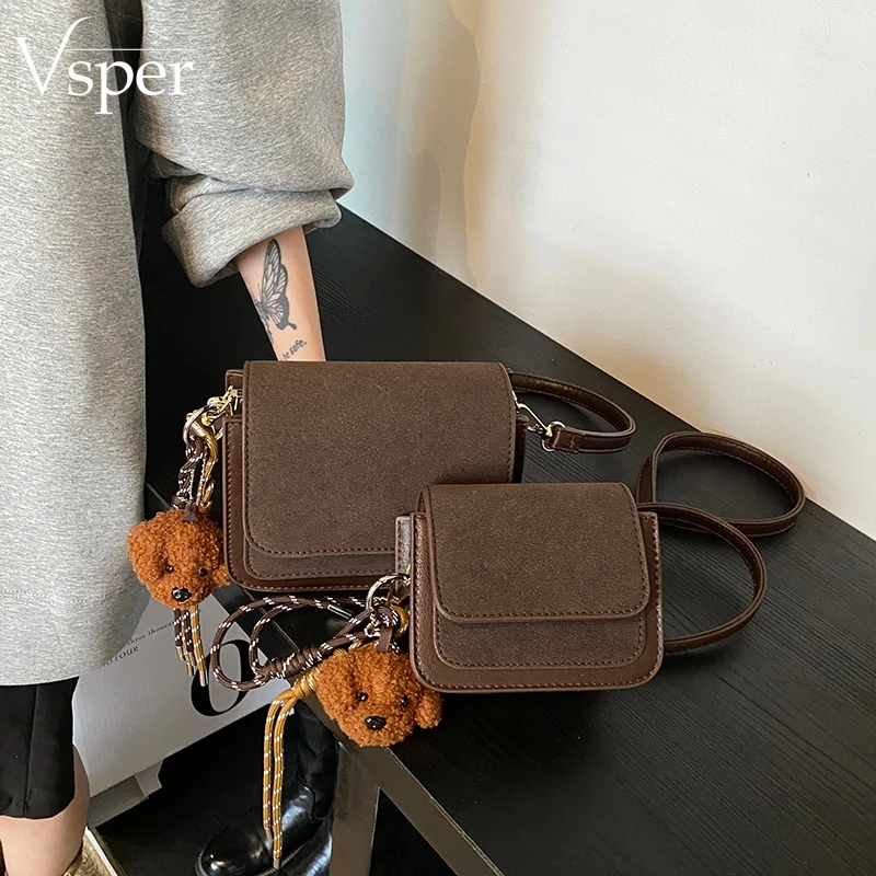 

Сумка-кроссбоди Vsper с клапаном, два размера, для женщин, из матовой искусственной кожи, мини-квадратная, на плечо, с подвеской, 2026, дизайнерская люксовая сумочка