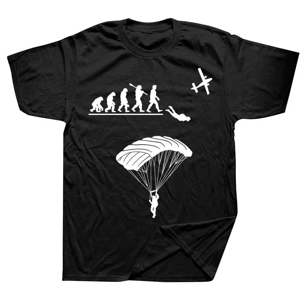 

Skydiver Evolution Parachuting Graphic T-Shirt Men Cotton Short Sleeve Breathable Casual Tee