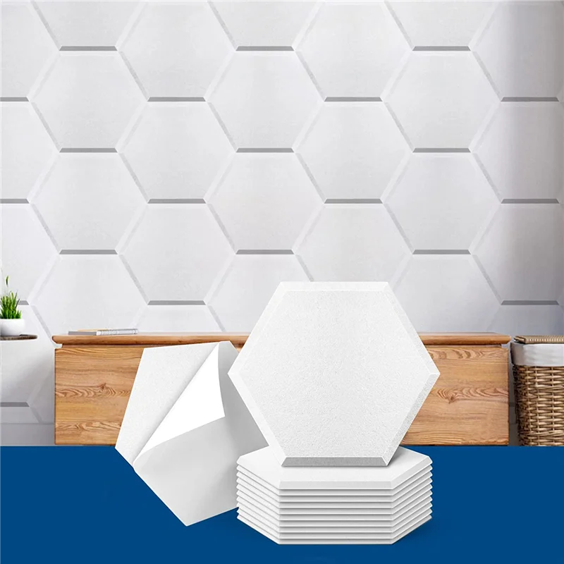 

A99I-12 Pack Self Adhesive Acoustic Panels, 14 X 12 X 0.4Inch Soundproof Panels, Hexagon Sound Absorbing Panels