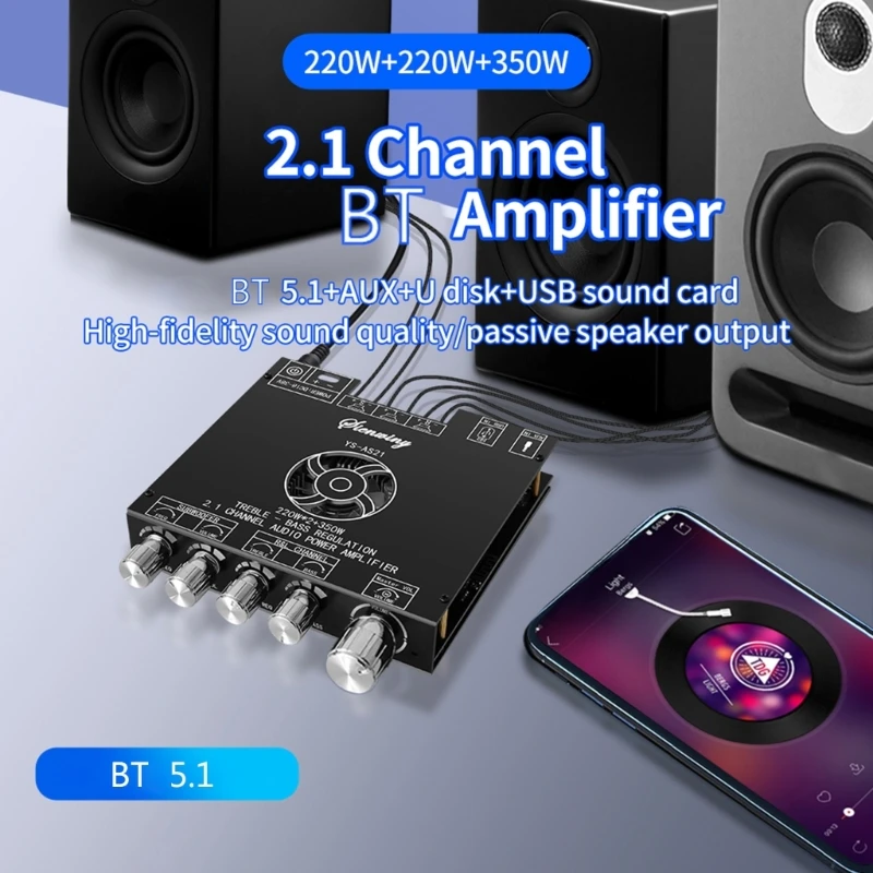 YS-AS21 2.1 Channel TPA3255 Bluetooth-compatible Digital Power Amplifier Board Module High Bass Subwoofer DropShipping