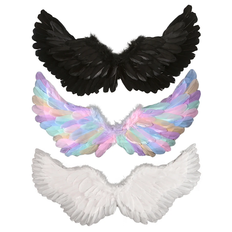 Myth Angel Wings with Feathers Kids and Adults Halloween Devil Wings for Specific Themes Stage Performances and Entertainment