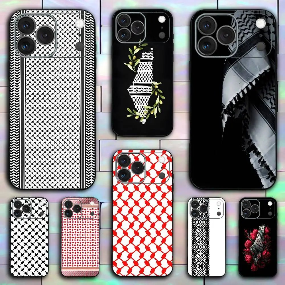 

Keffiyeh P-Palestine-S For iPhone 17,16,15,14,13,12,11,Pro,X,XS,Max,XR,Plus,Mini Soft Silicone Phone Case Black Shockproof TPU