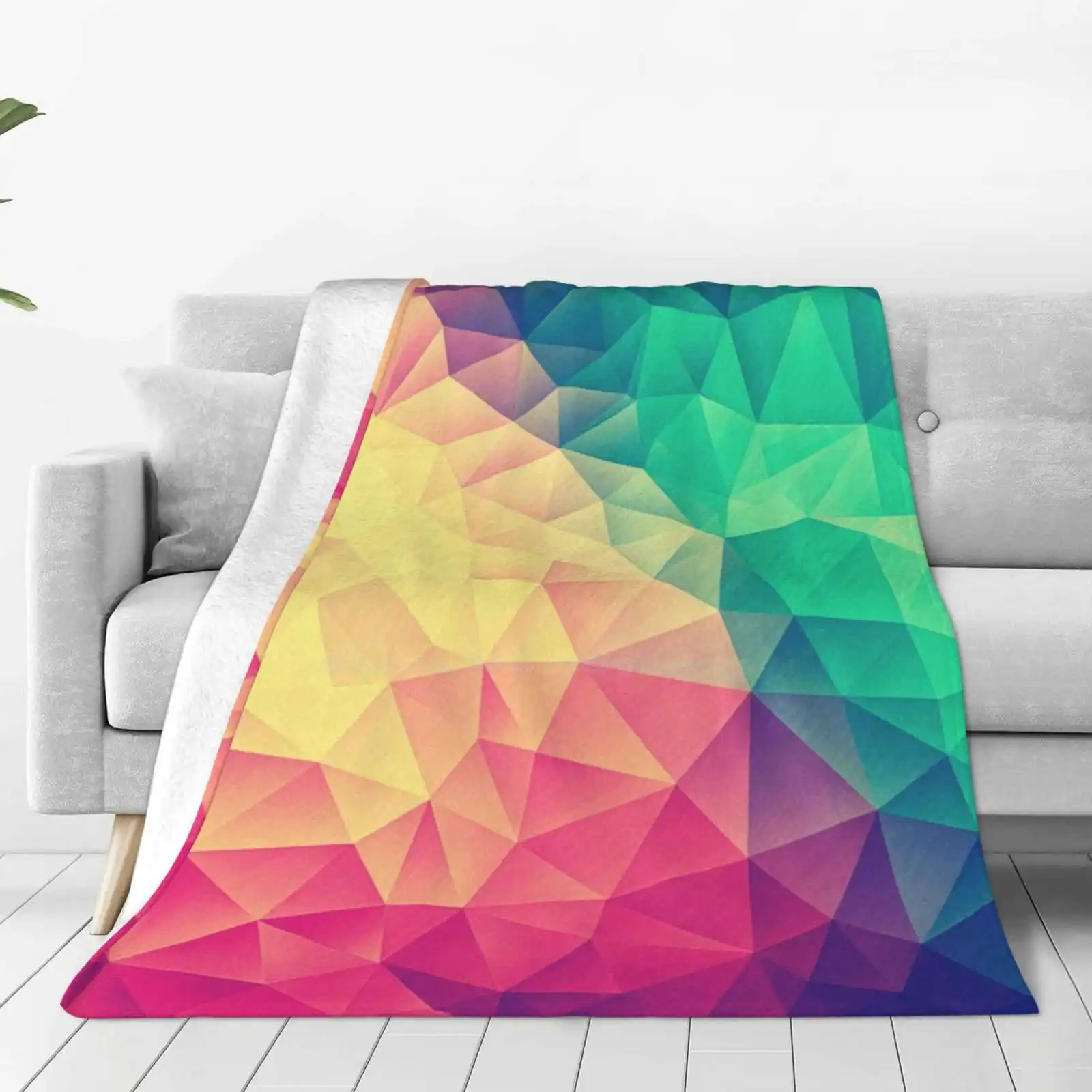 Abstract Polygon Multi Color Cubism Low Poly Triangle Pride / Lgbt Design Soft Warm Throw Blanket Colorful Rainbow Purple Pink