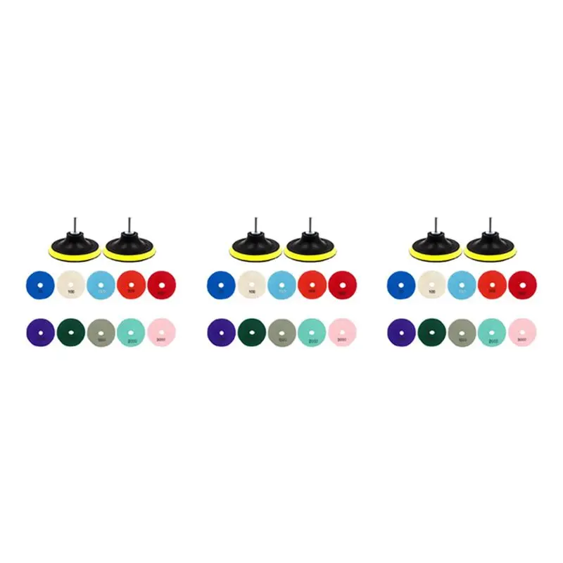 

AA19 36Pcs 3 Inch Diamond Polishing Pads Set Wet/Dry Polishing Kit For Granite Stone Concrete Marble Floor Grinder Polisher