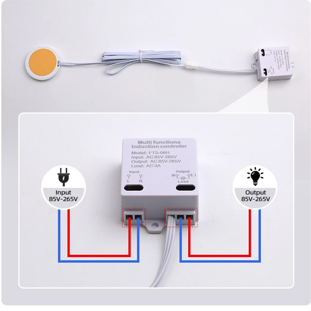 ABAN 85V-265V AC LED Touch Switch , for Hidden Cabinet Installation, Can Penetrate 40MM Thickness Wood Touch Sensor