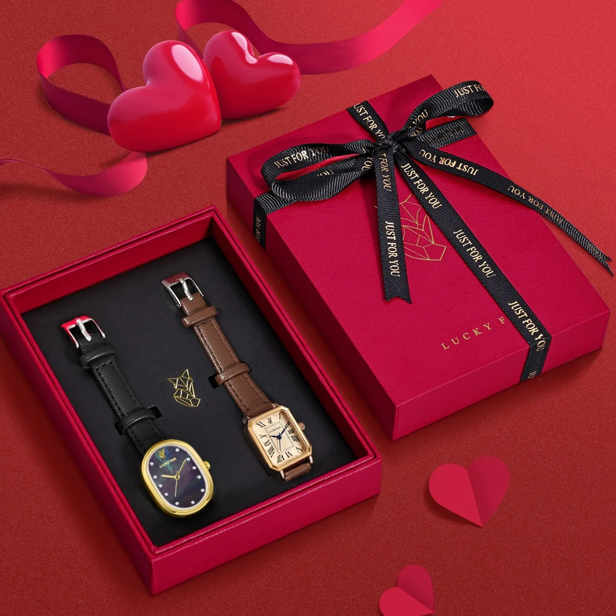 

Женский кварцевый набор часов (2 шт.): ретро-квадратный и овальный циферблат, кожаный ремешок, подарочная коробка. Элегантные наручные часы для женщин, подарок для неё.