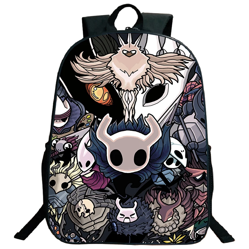 Cartoon Hollow Knight Backpack para crianças, Mochila escolar de grande capacidade para meninos e meninas, Mochila portátil de estudantes