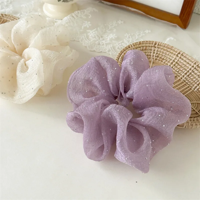 Mode Strass Mesh Haarband Chiffon Scrunchies Frauen Koreanische Seide Elastische Haar Krawatte Pferdeschwanz Halter Headwear Haar Zubehör – Detail 9