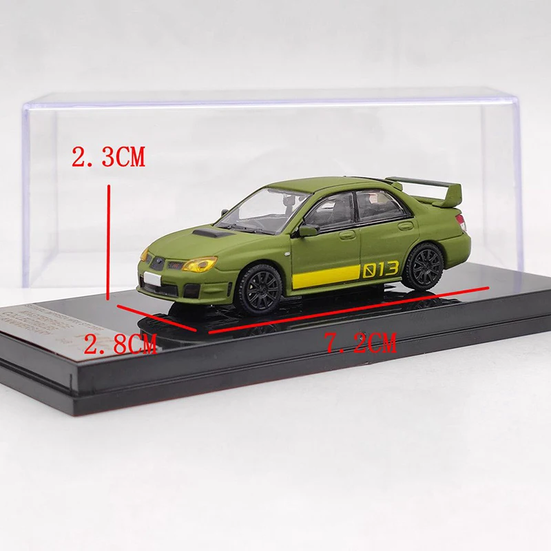 Diecast Alloy MC 1/64 Subaru Impreza 2006 WRX STI Green Model samochodu Statyczny wyświetlacz Metalowy klasyczny pojazd Kolekcja zabawek prezentowych