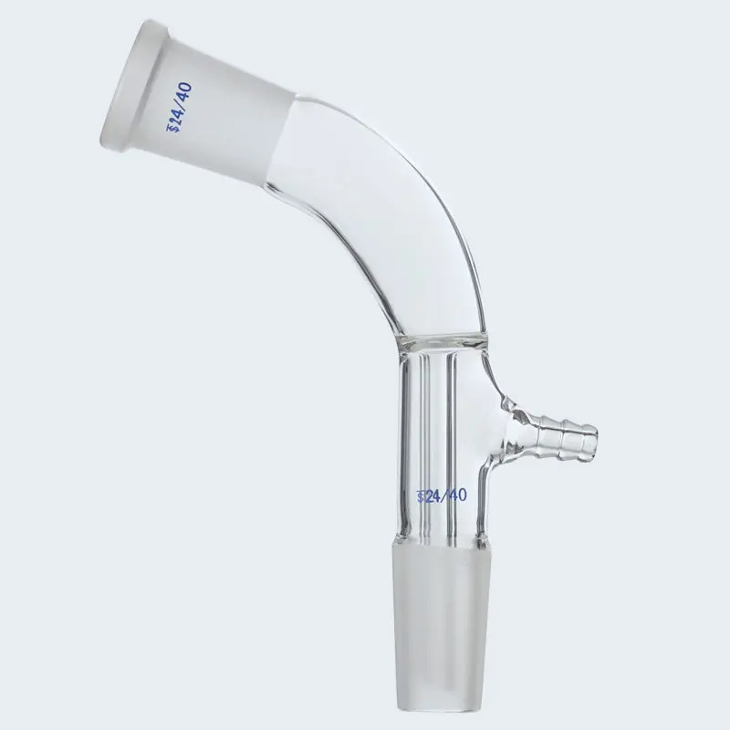 Glass straight vacuum receiving tube 105 degrees with PTFE vacuum tail nozzle, vacuum receiving tube 14/19/24/29